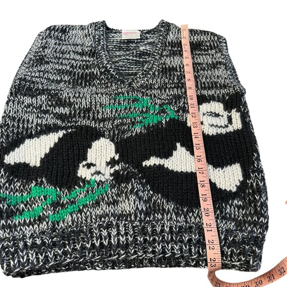 Panda Bear Sweater Vest Large Hand-Knit Pullover Vintage 1980s One Step Up RARE! - Picture 8 of 8